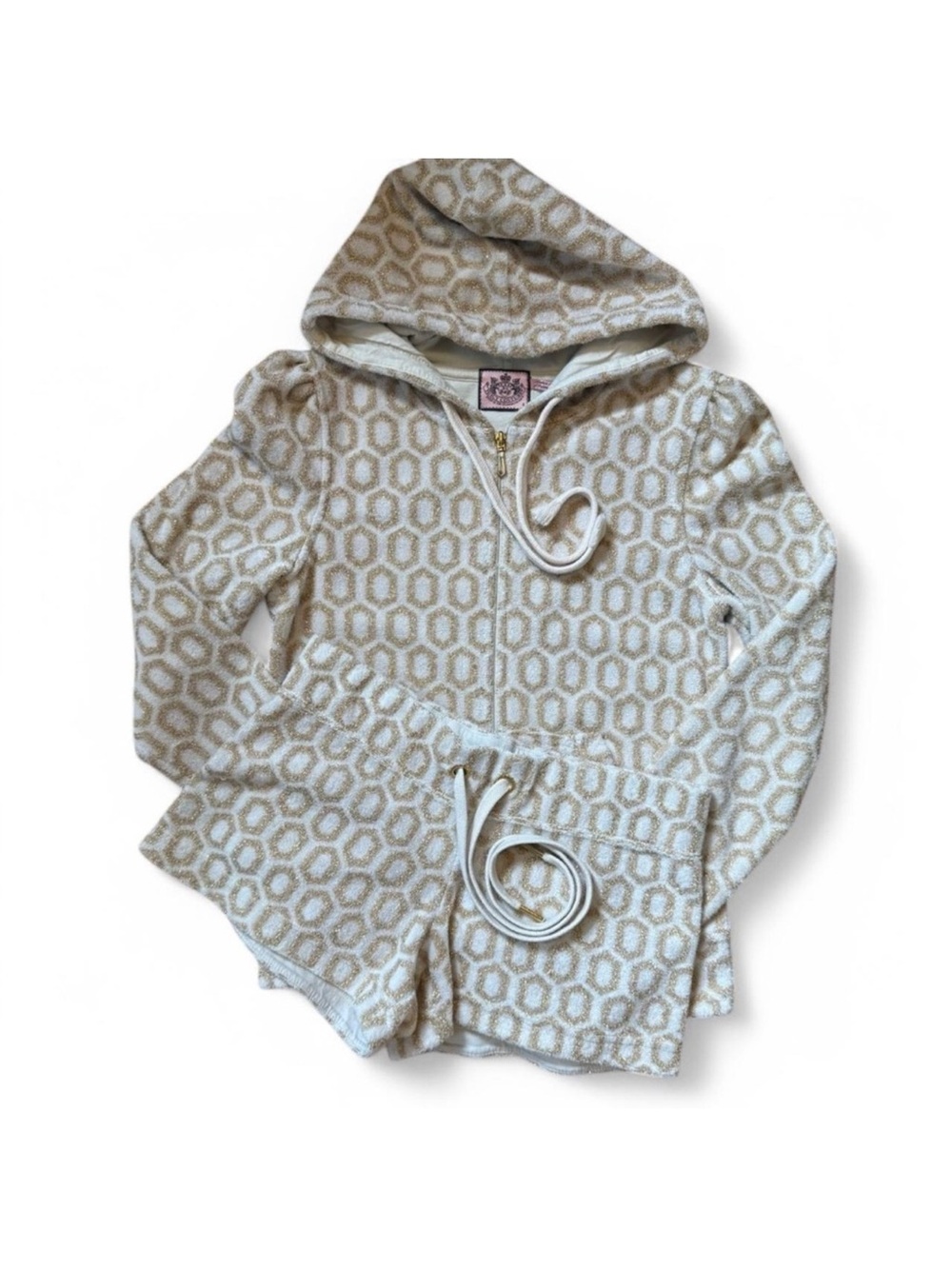 💛Cream and gold Juicy Couture tracksuit jacket and shorts set